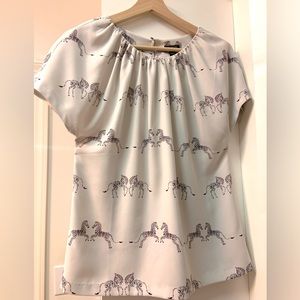 Ann Taylor NWOT short sleeve blouse with zebras size XS